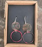 Verdigris and Red Copper Hoop Dangle Earrings - Image 6
