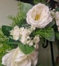 Handmade White Rose Wreath,Classic Ivory and Cream Roses, Lush Greenery, Gypsoph - Image 5