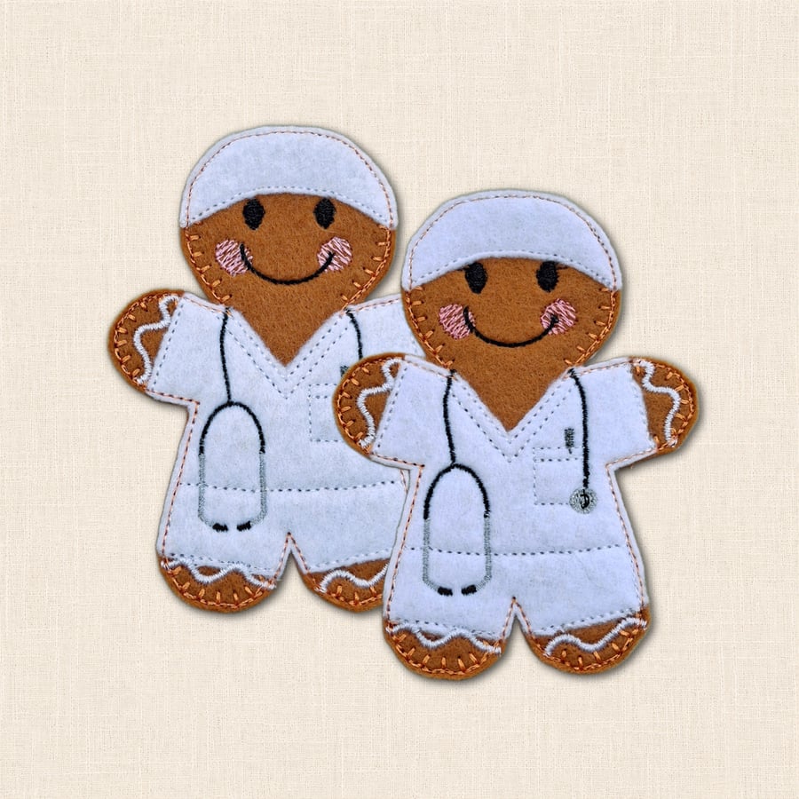 Anaesthetist Gingerbread Decoration - Embroidered Medical Character