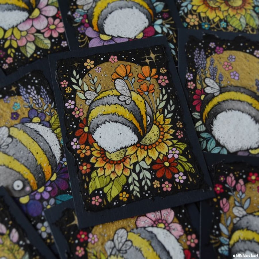 big fat bumblebee - original aceo illustration