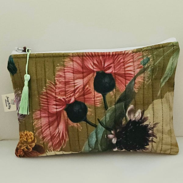Velvet butterfly and flowers makeup bag.