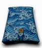 Japanese Cotton Book Sleeve - Silver & Blue Ombre Wave Pattern - Image 5