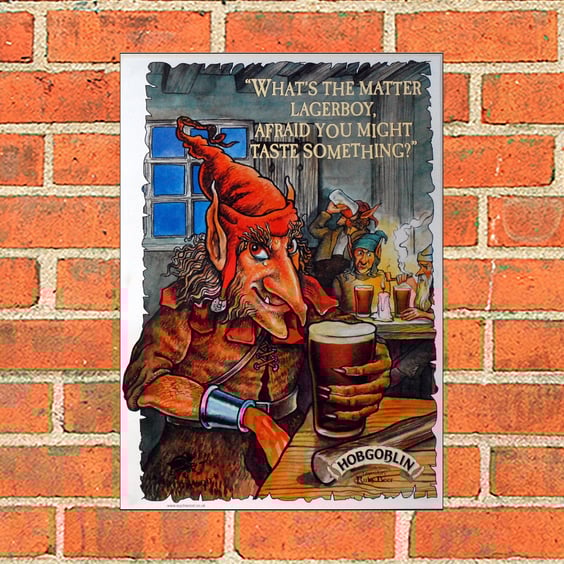 Hobgoblin 'Lagerboy' Vintage advertising metal beer sign. 2 different sizes suit