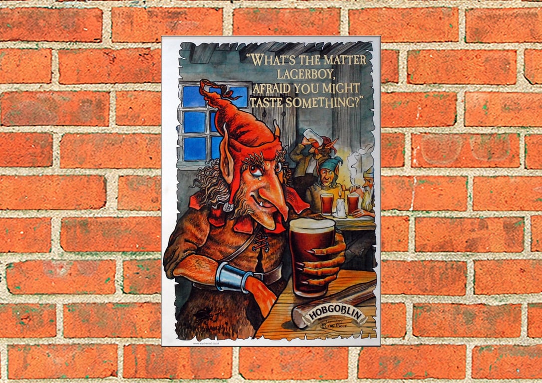 Hobgoblin 'Lagerboy' Vintage advertising metal beer sign. 2 different sizes suit