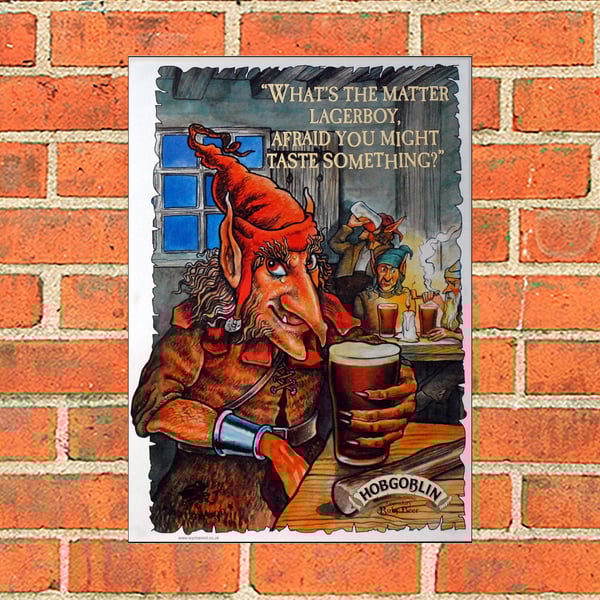 Hobgoblin 'Lagerboy' Vintage advertising metal beer sign. 2 different sizes suit