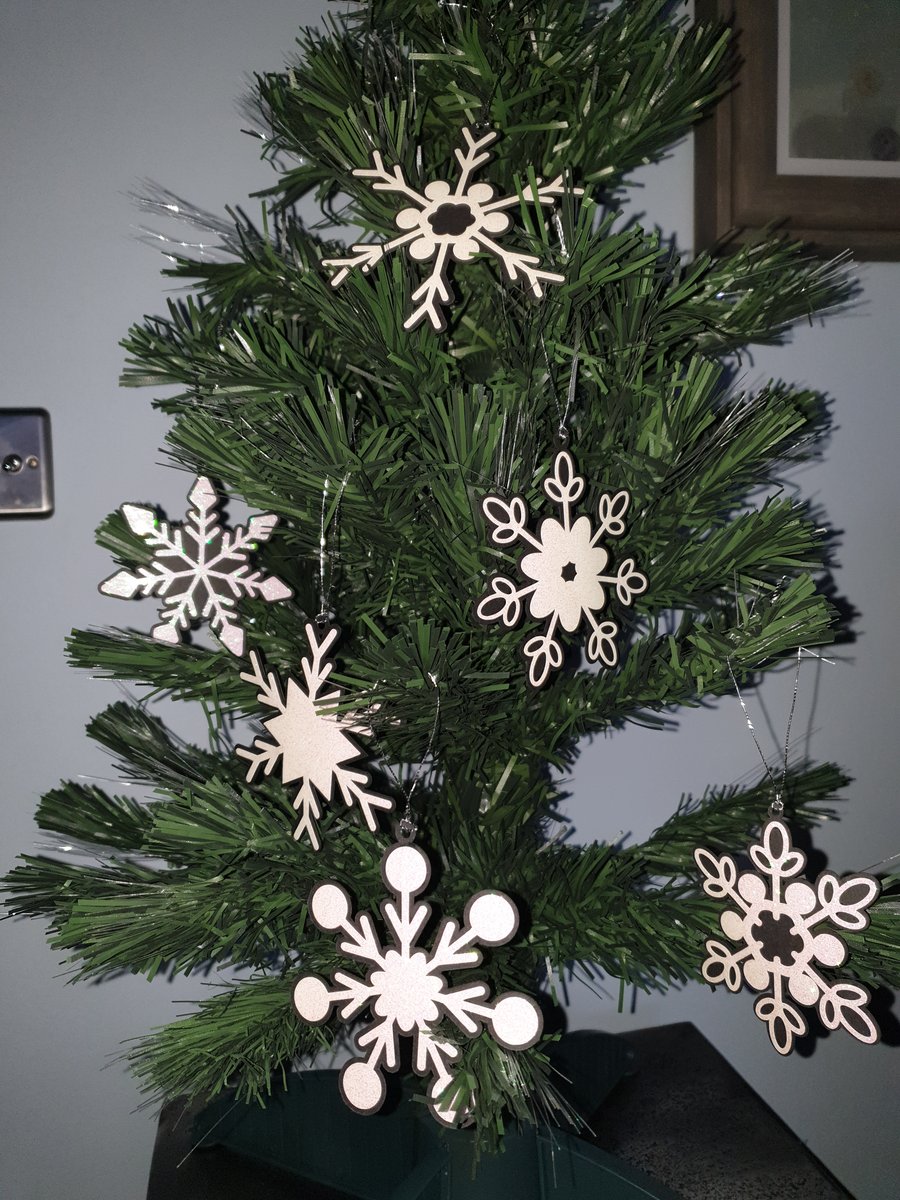 Layered snowflake Christmas Tree Decorations, set of 6