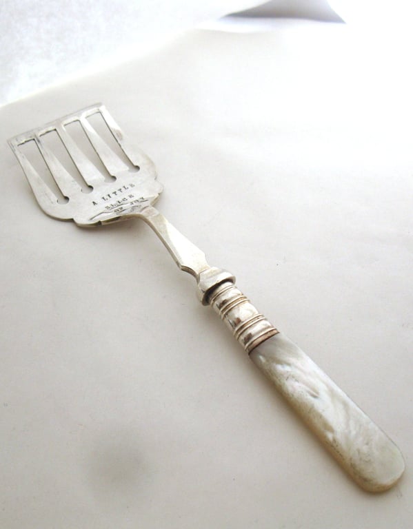 Pastry server, petit four slice, handstamped, a little slice of joy