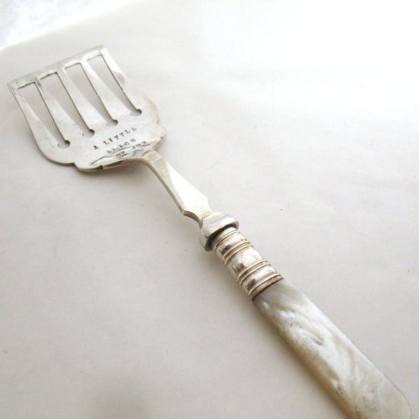 Pastry server, petit four slice, handstamped, a little slice of joy