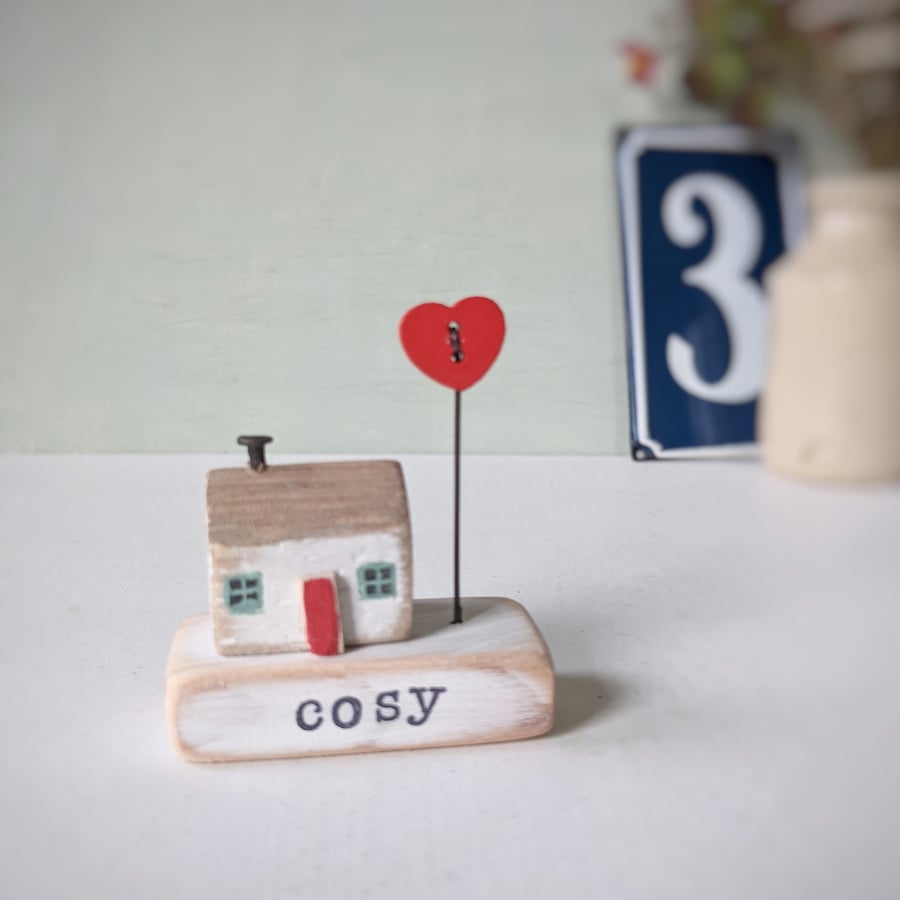 Little Wooden Handmade House and Base in a Bag - cosy 