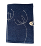 Notebook & Journal Cover in Dark Blue Vintage Welsh with Stitched Cowslip design - Image 2