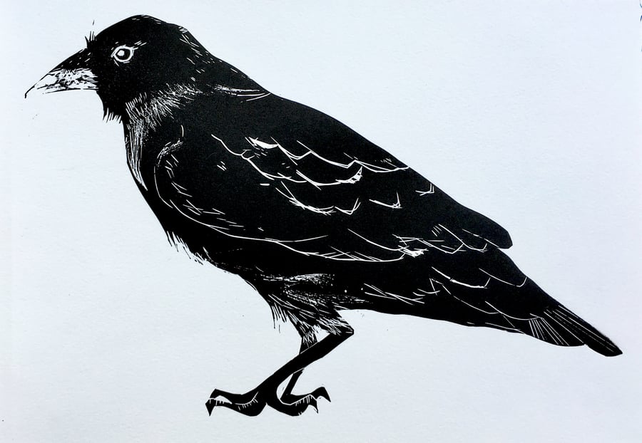 Black Crow - Lino Cut 