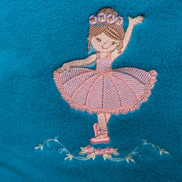 Machine embroidered ballerina cushion