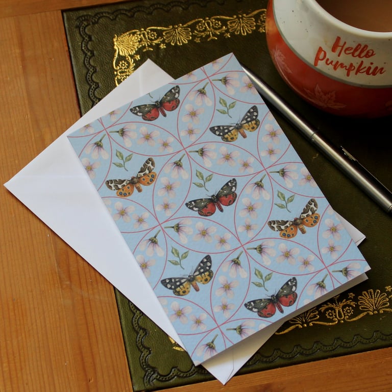 Single Moth Pattern Greetings Card - A6 Size