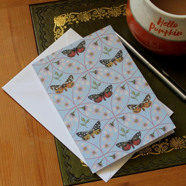 Single Moth Pattern Greetings Card - A6 Size