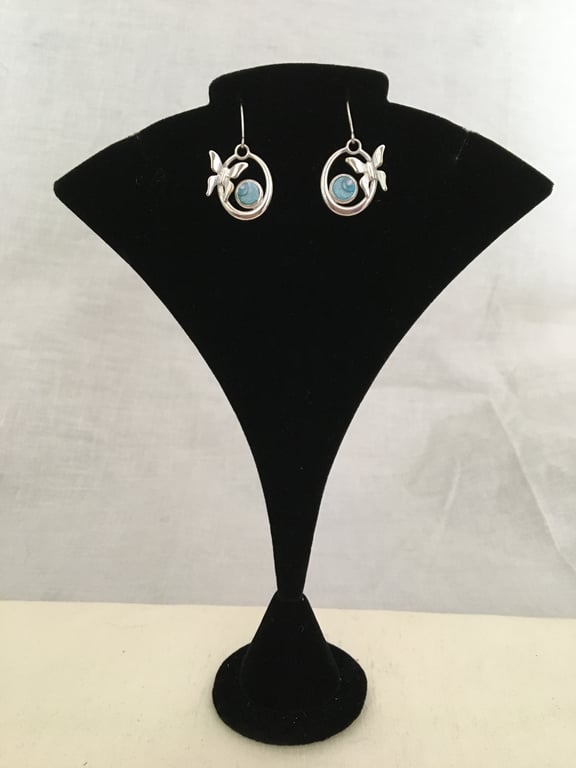 Butterfly Circle Drop Earrings