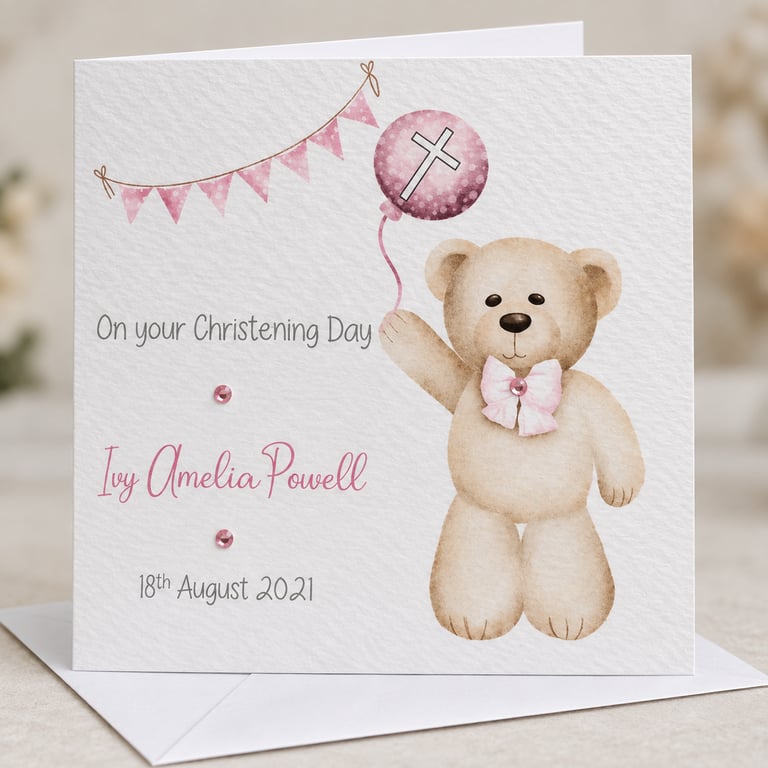 Christening Card for Girl or Boy. Handmade and personalised