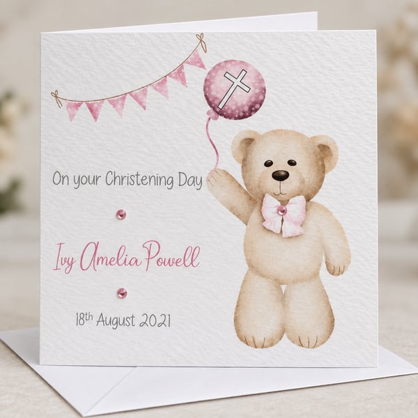 Christening Card for Girl or Boy. Handmade and personalised