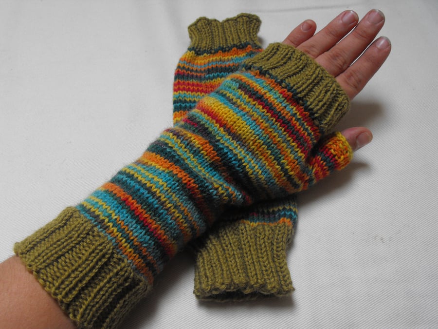 Hand knitted fingerless gloves 