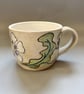 Handmade Ceramic Mug or Teacup: Hand Carved Floral Design - Image 2