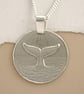 Whale Tail Engraved Sterling Silver Coin Necklace