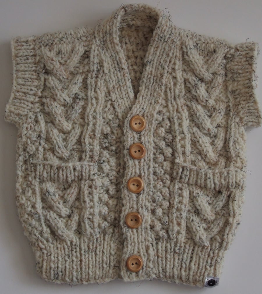 Scottish Aran Waistcoat hand knitted
