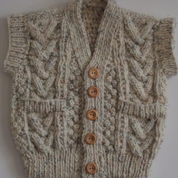 Scottish Aran Waistcoat hand knitted