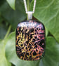 Orange Gold  Pattern Dichroic Glass Pendant,  Fused Glass Necklace F27 - Image 10