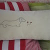 SALE Hand Embroidered Dachshund Dog Design Cushion