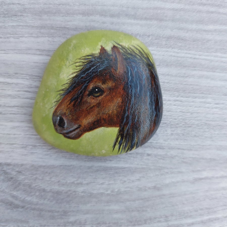 Dartmoor Pony Handpainted Pebble. Unique Gift for Pony Lovers