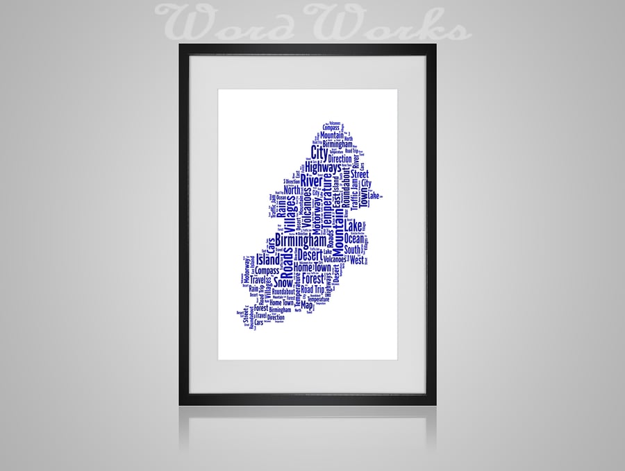 Personalised Birmingham Map Design Word Art Gifts  