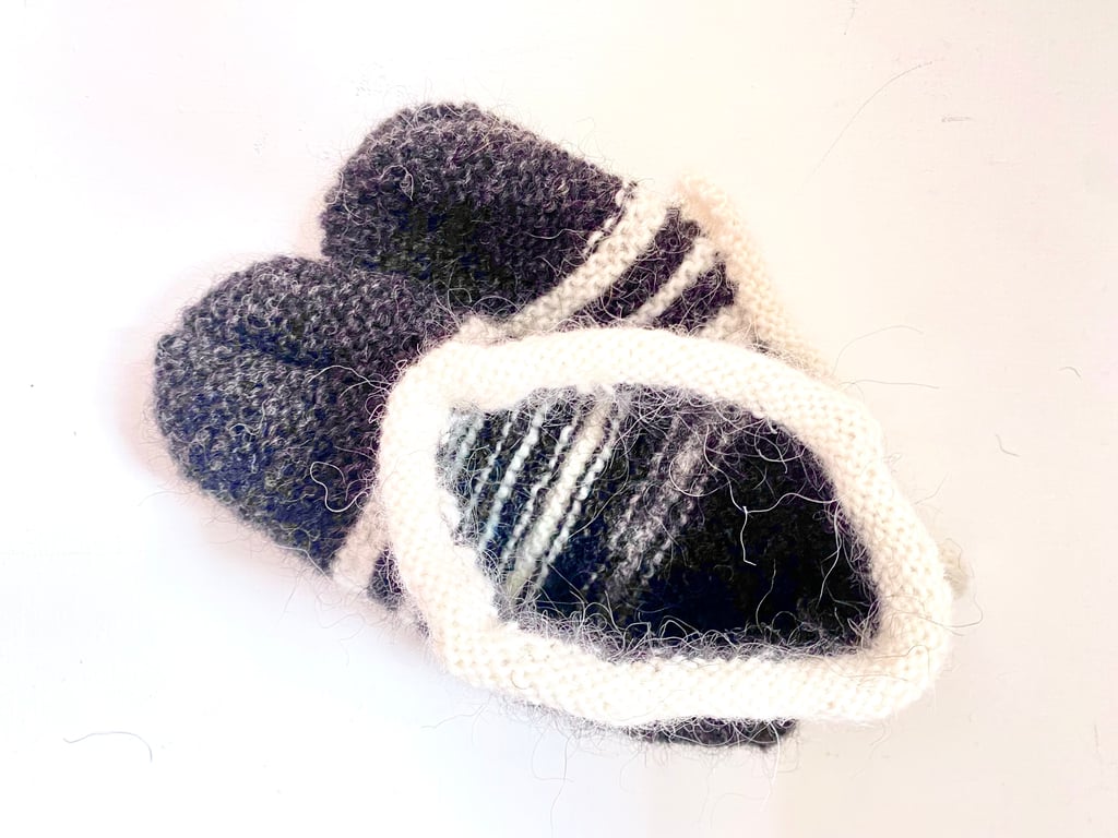 Hand knitted 100% wool slippers or bed socks 