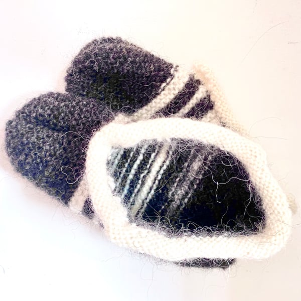 Hand knitted 100% wool slippers or bed socks 