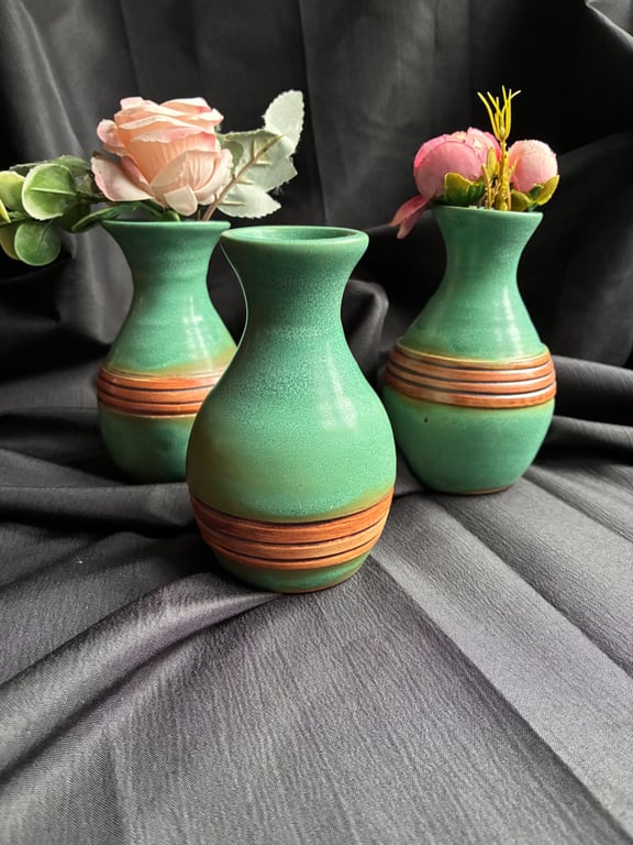 Green bud vases