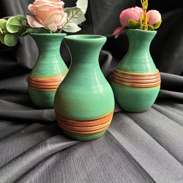 Green bud vases