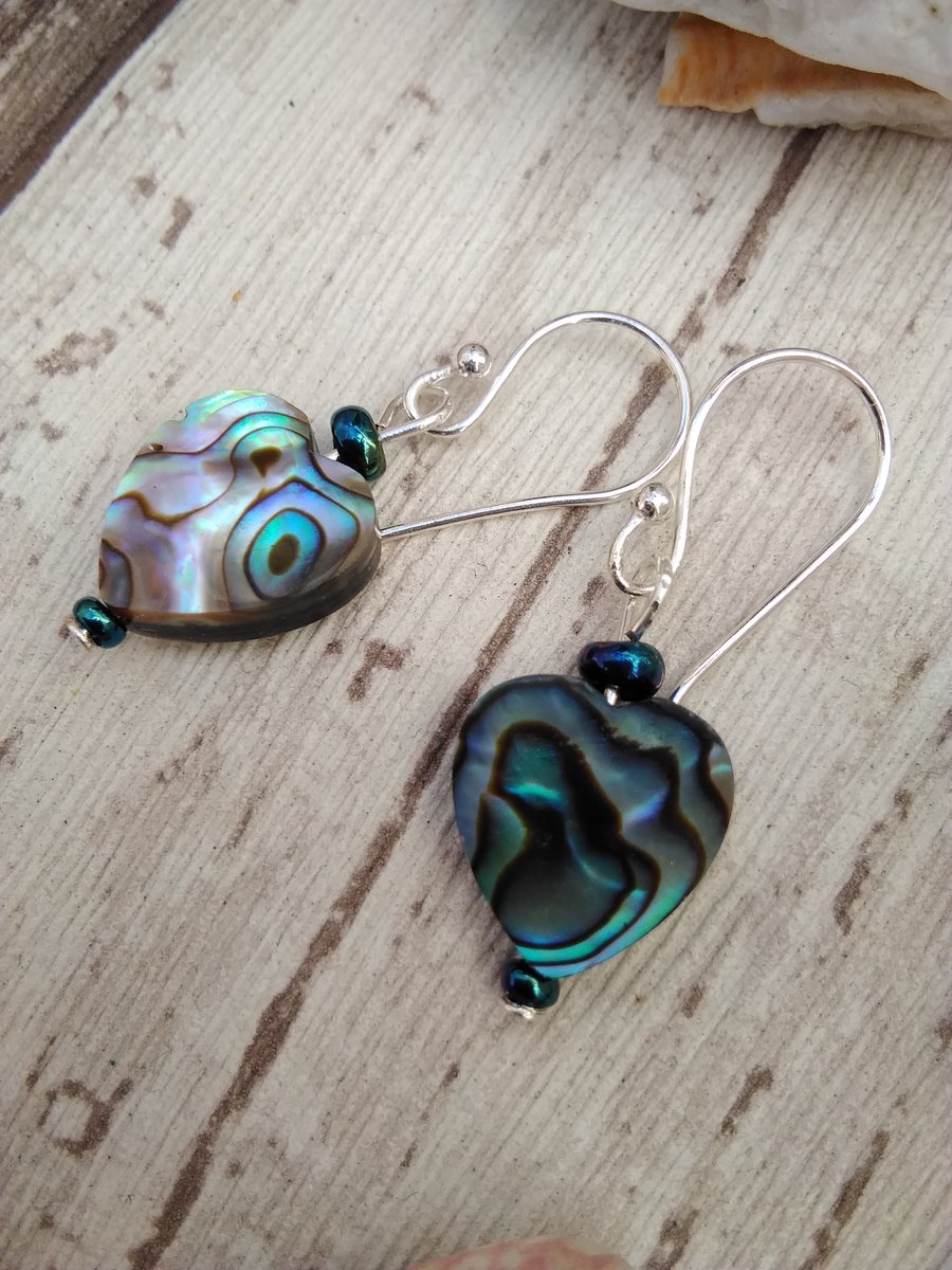 Abalone Heart Earrings