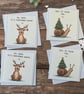 Pack of 8 Funny Christmas Cards - Reindeer & Snail Festive Mini Cards - Image 1