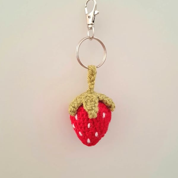 Strawberry Crochet Keyring