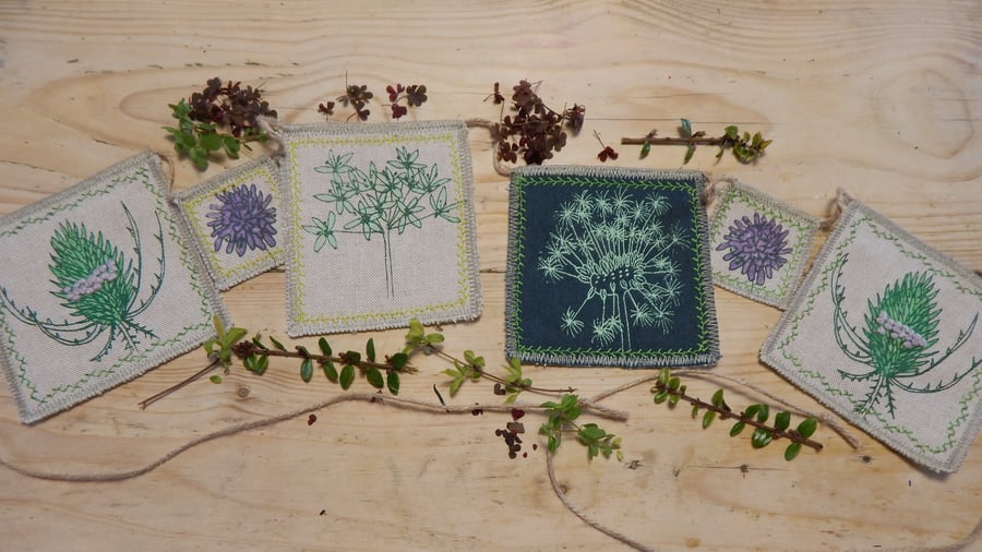 Wild flower  - Bunting, wall hanging 74cm