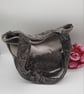 Silver and Ash grey chenille handbag with decorative buttons.  - Image 2