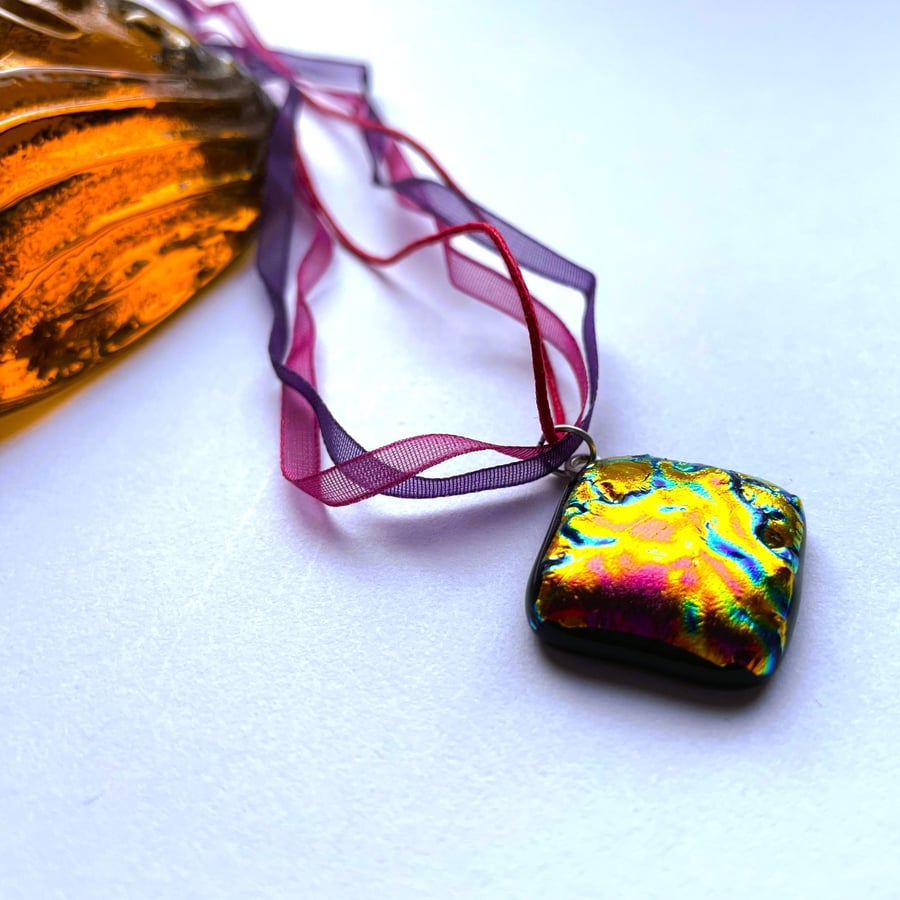 Volcano dichroic glass pendant