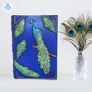 Peacock themed mixed media faux book trinket box. Jewellery box. Peacock gift.