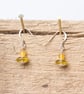 Yellow bead sterling silver small drop earrings - Image 1
