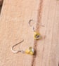 Yellow bead sterling silver small drop earrings - Image 2