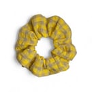 Yellow Gingham Linen Scrunchie - Large