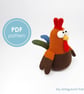 PATTERN: crochet rooster pattern - amigurumi rooster pattern - farm bird