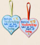 Don't Let Yesterday Heart Hanger - Encouraging Embroidered Decoration