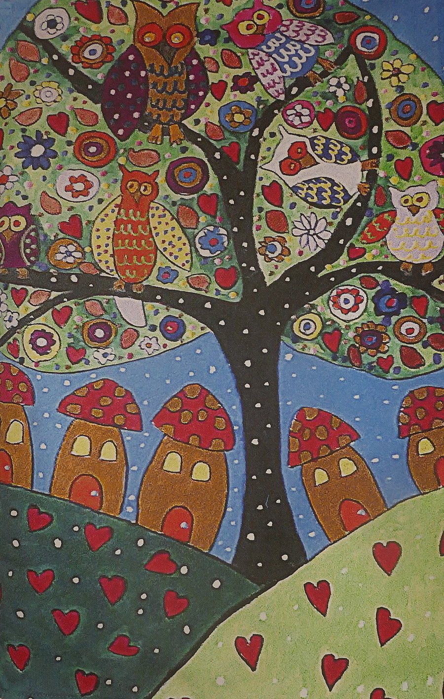 Colourful Folkart Tree Teatowel 