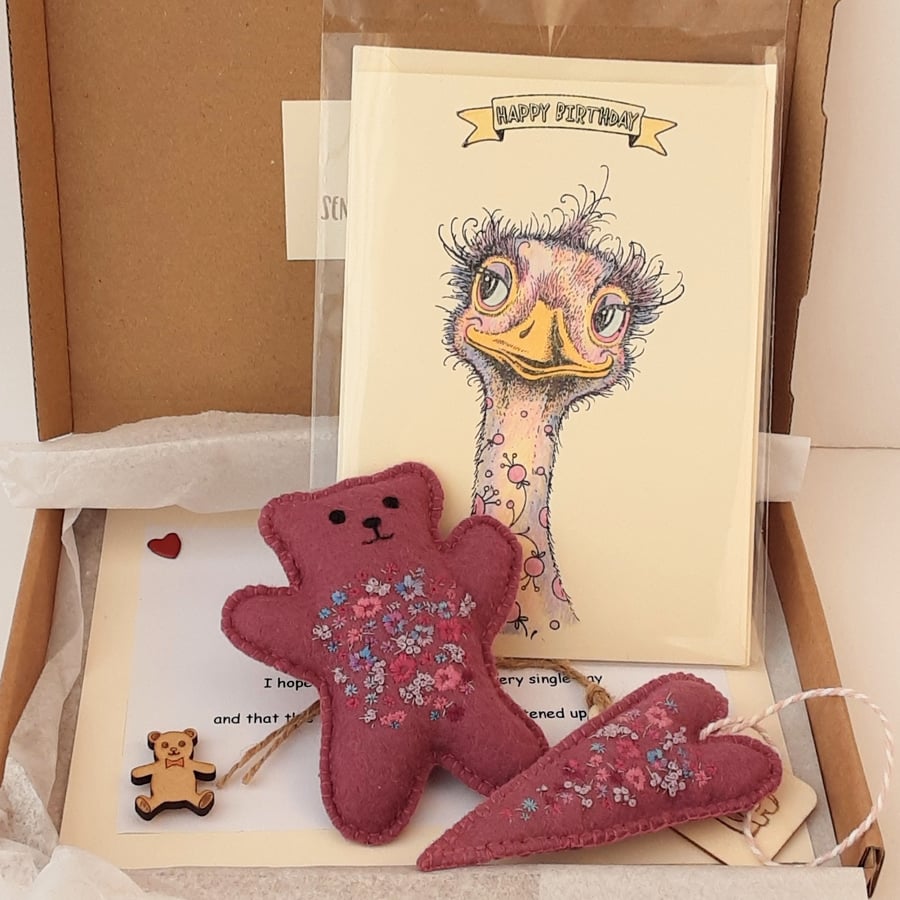 Birthday bear Letterbox Gift,Sending Bear Hugs post box gift,Teddy bear gift set
