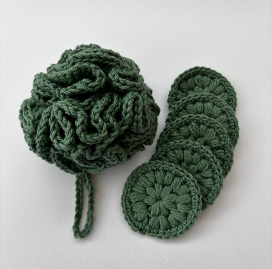 Crochet Spa Set - Bath Puff & Face Scrubbies