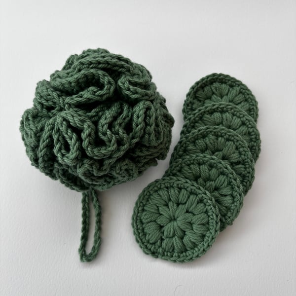 Crochet Spa Set - Bath Puff & Face Scrubbies